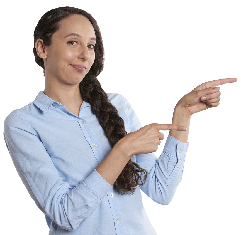 Girl pointing at Zoom mail list